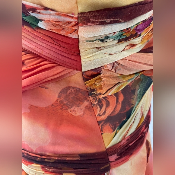 NWOT Dave & Johnny One Shoulder Hi-Lo Gown Size 11/12 Multi color print - Picture 4 of 9